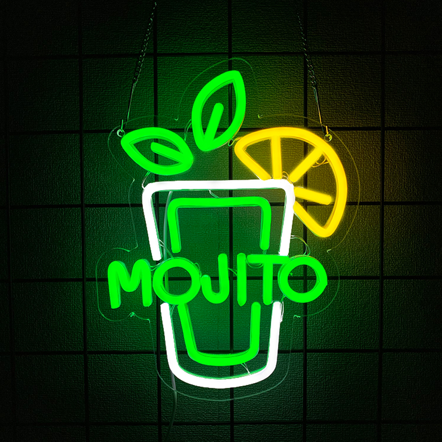Restaurant Lighting Decoration - Mojito Led Neon Sign, Cocktail Glass