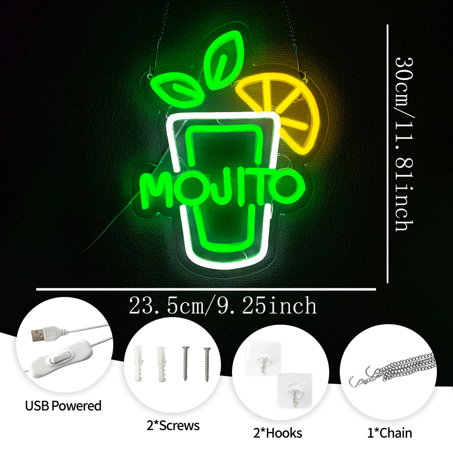 Mojito Led Neon Sign, Cocktail - Restaurant Lighting Decoration incelemesi ve fiyatı