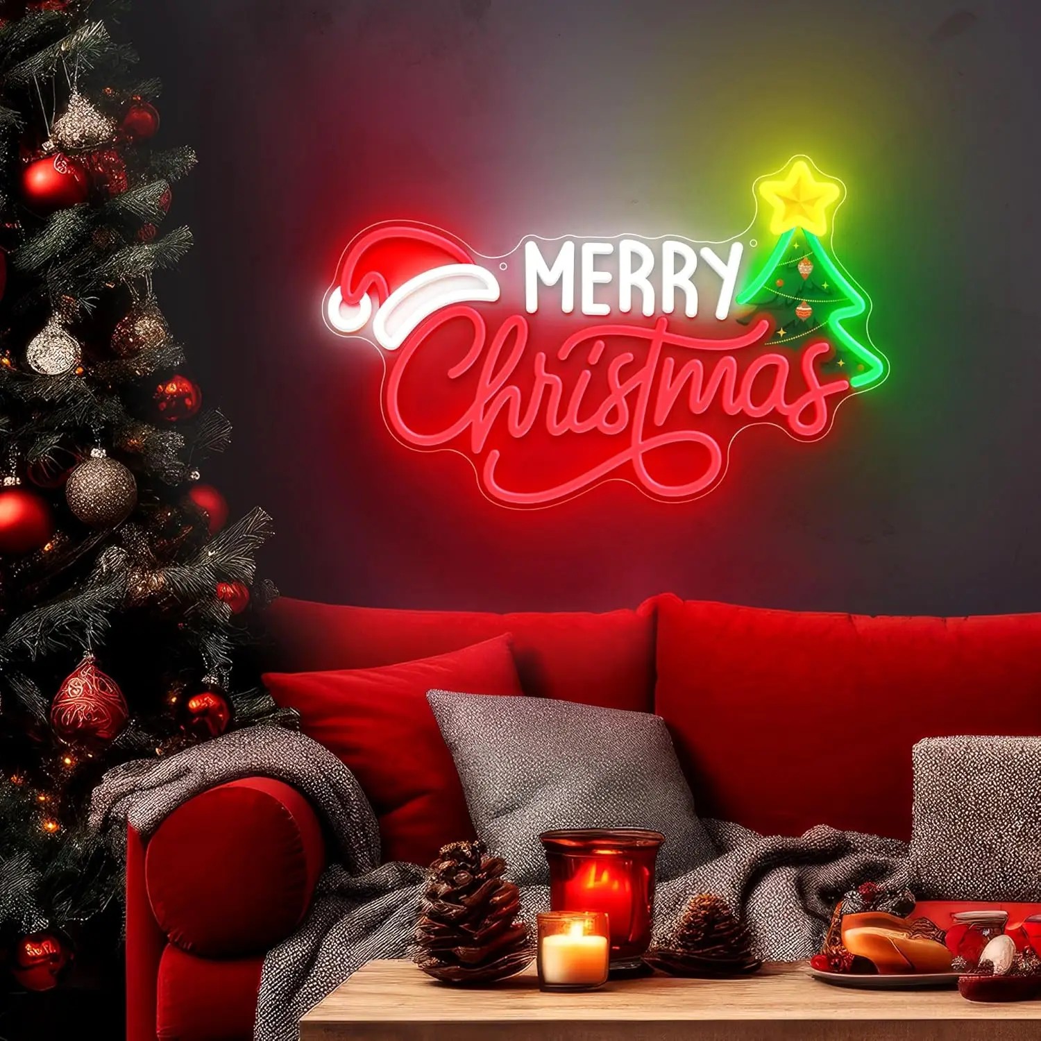 Xmas Tree Neon LED Wall Sign M - Wall Decor Lighting Tree incelemesi ve fiyatı