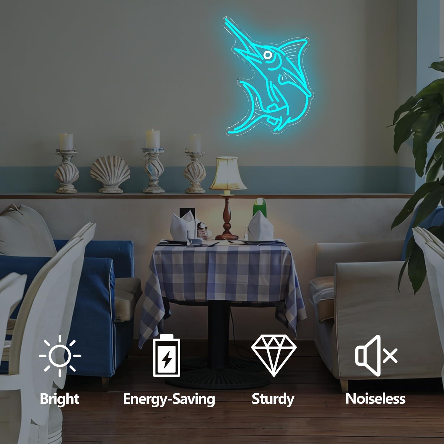 Marlin Fish Neon Sign Deep Sea - Restaurant Lighting Decoration incelemesi ve fiyatı