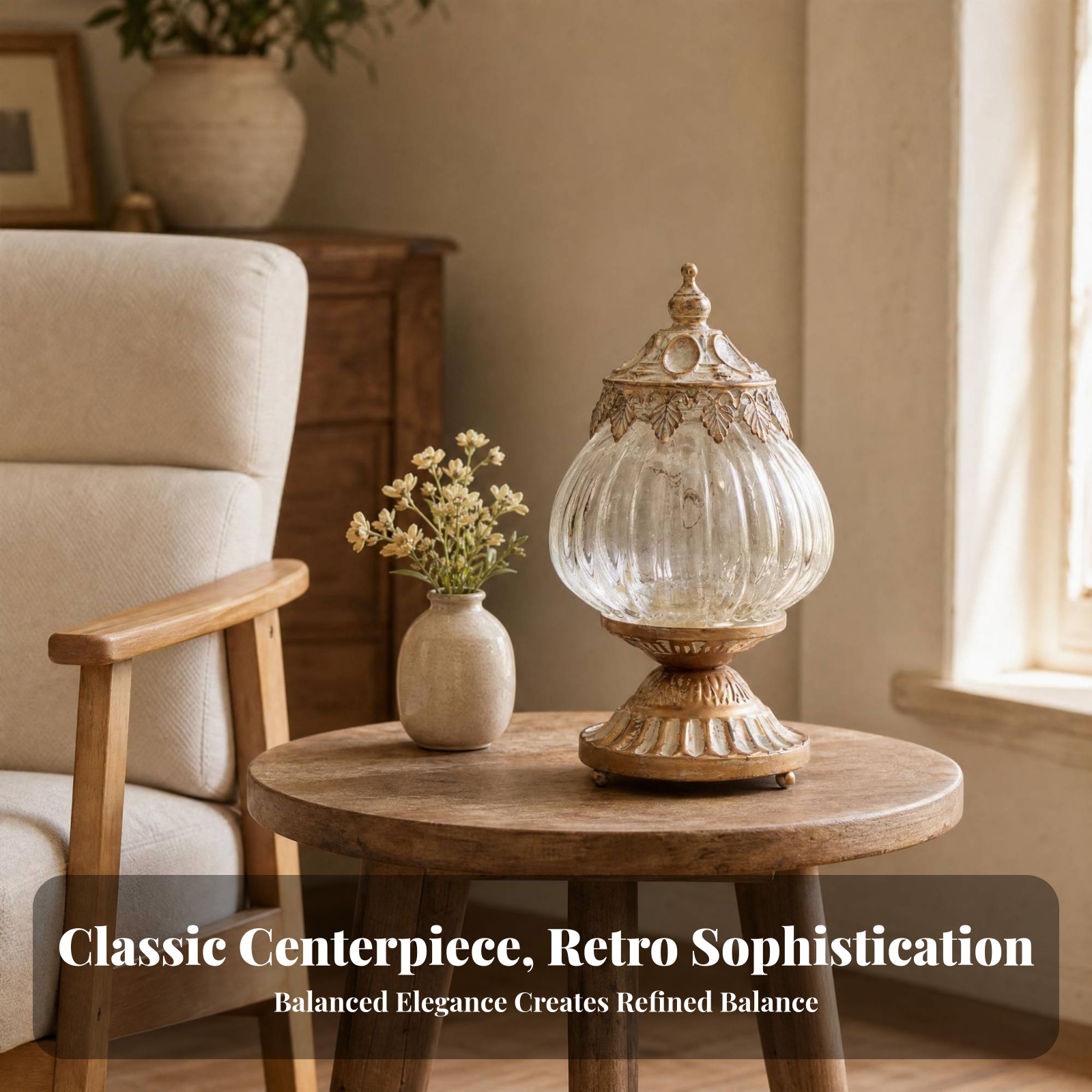 Vintage Ribbed Glass Lantern O - Lighting Table Decor incelemesi ve fiyatı
