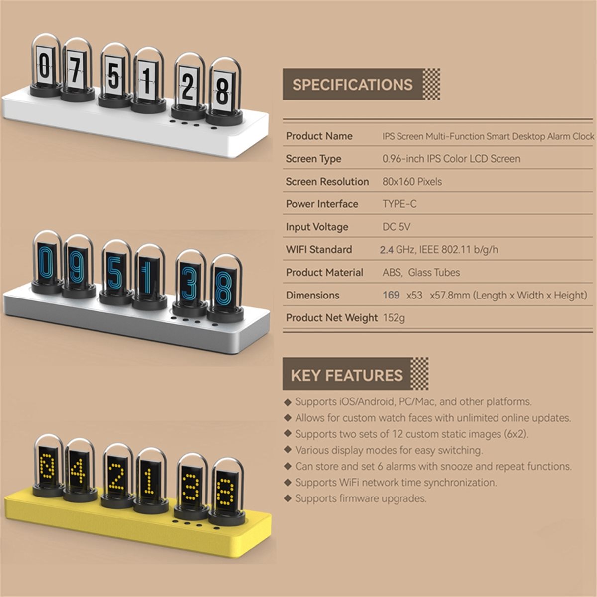 A73T WiFi Control IPS Clock wi - Bedroom Lighting Decor Ideas incelemesi ve fiyatı