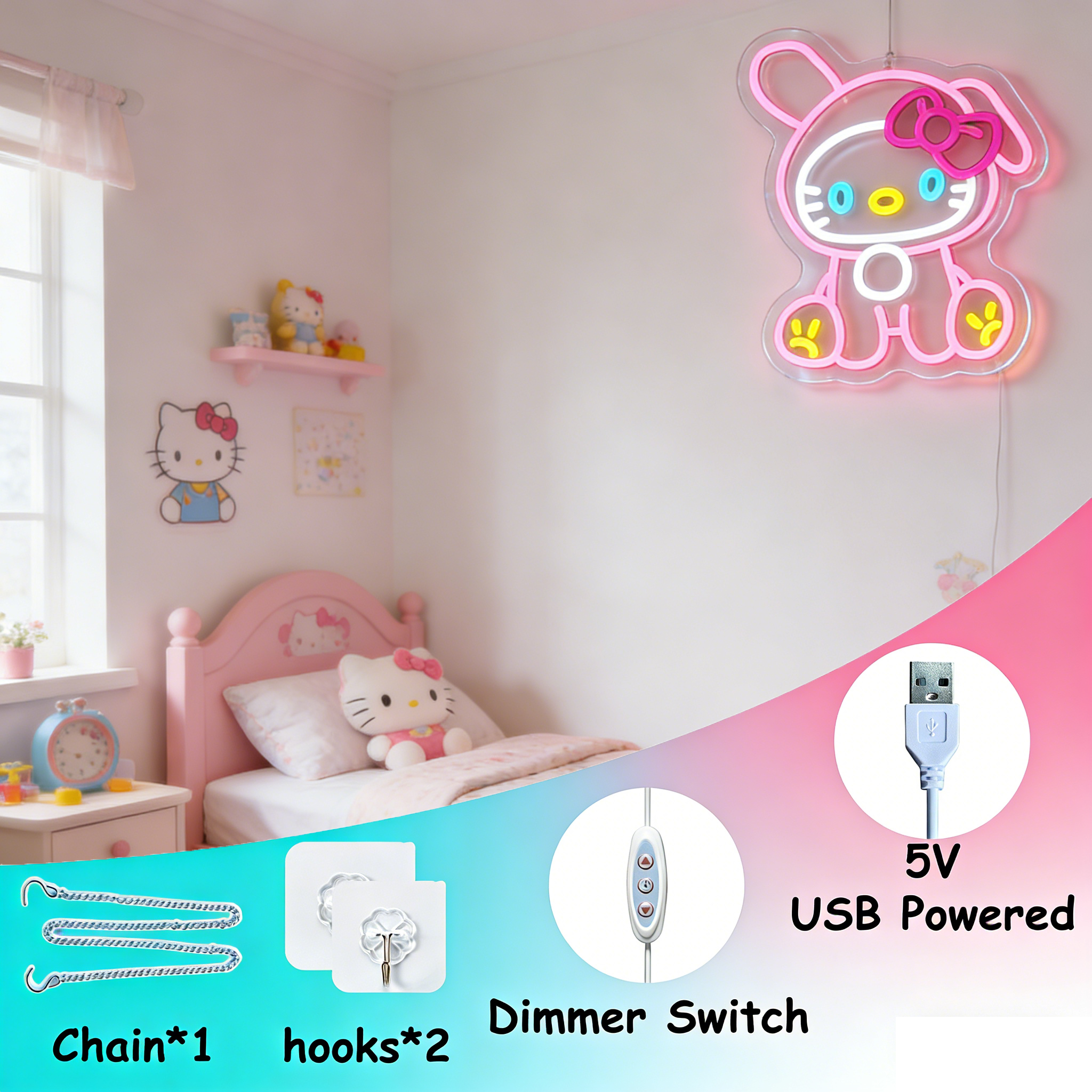 Hello Kitty Bunny Neon Sign fo - Lighting Room Decor Items incelemesi ve fiyatı