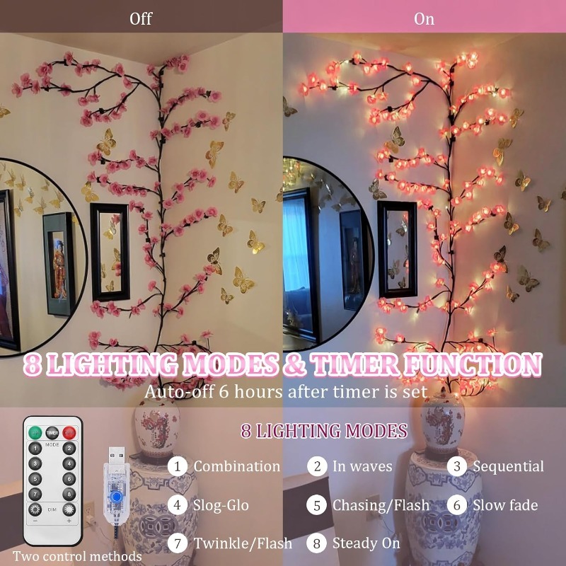LED Cherry Blossom Tree Branch - Wall Decor Lighting Tree incelemesi ve fiyatı