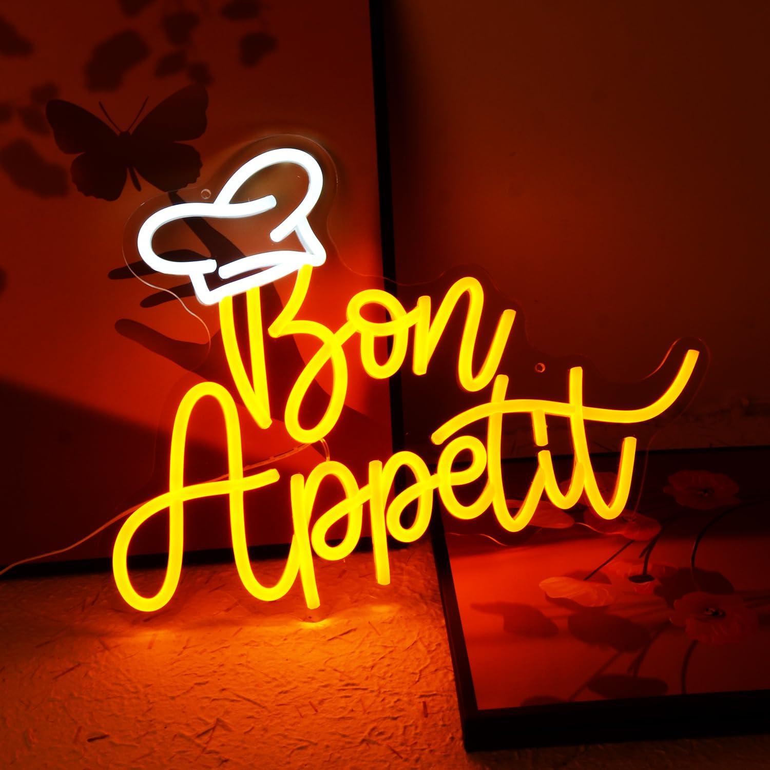Bon Appetit Chef Hat Neon Sign - Restaurant Lighting Decoration incelemesi ve fiyatı