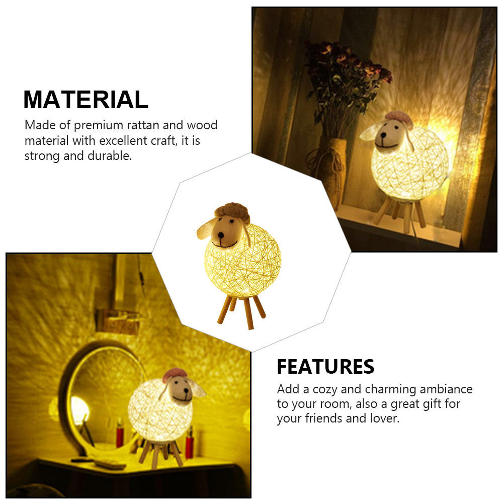 LED Sheep Night Light Rattan W - Bedroom Lighting Decor Ideas incelemesi ve fiyatı