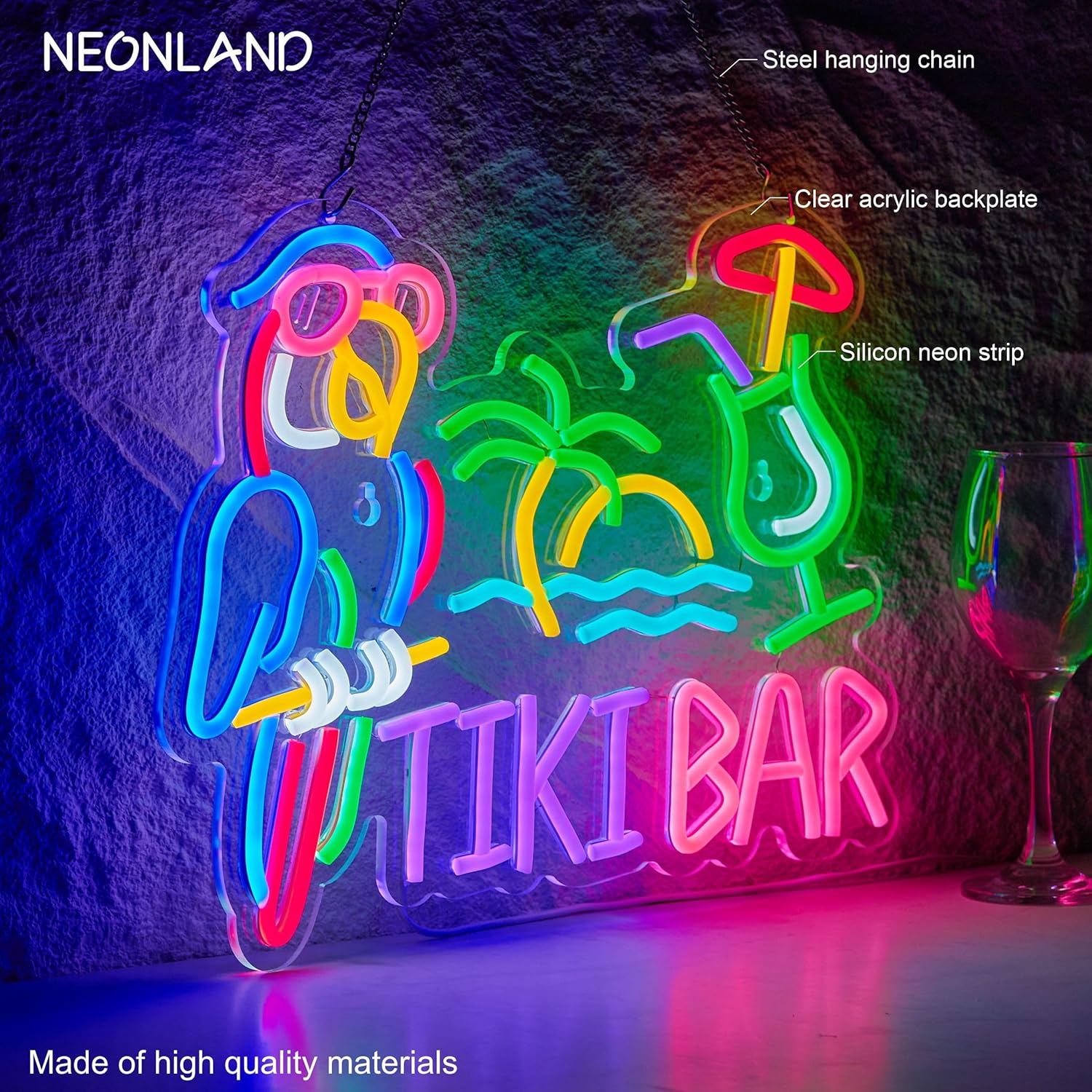 Tiki Bar Parrot Palm Tree Neon - Lighting Decoration Ideas incelemesi ve fiyatı