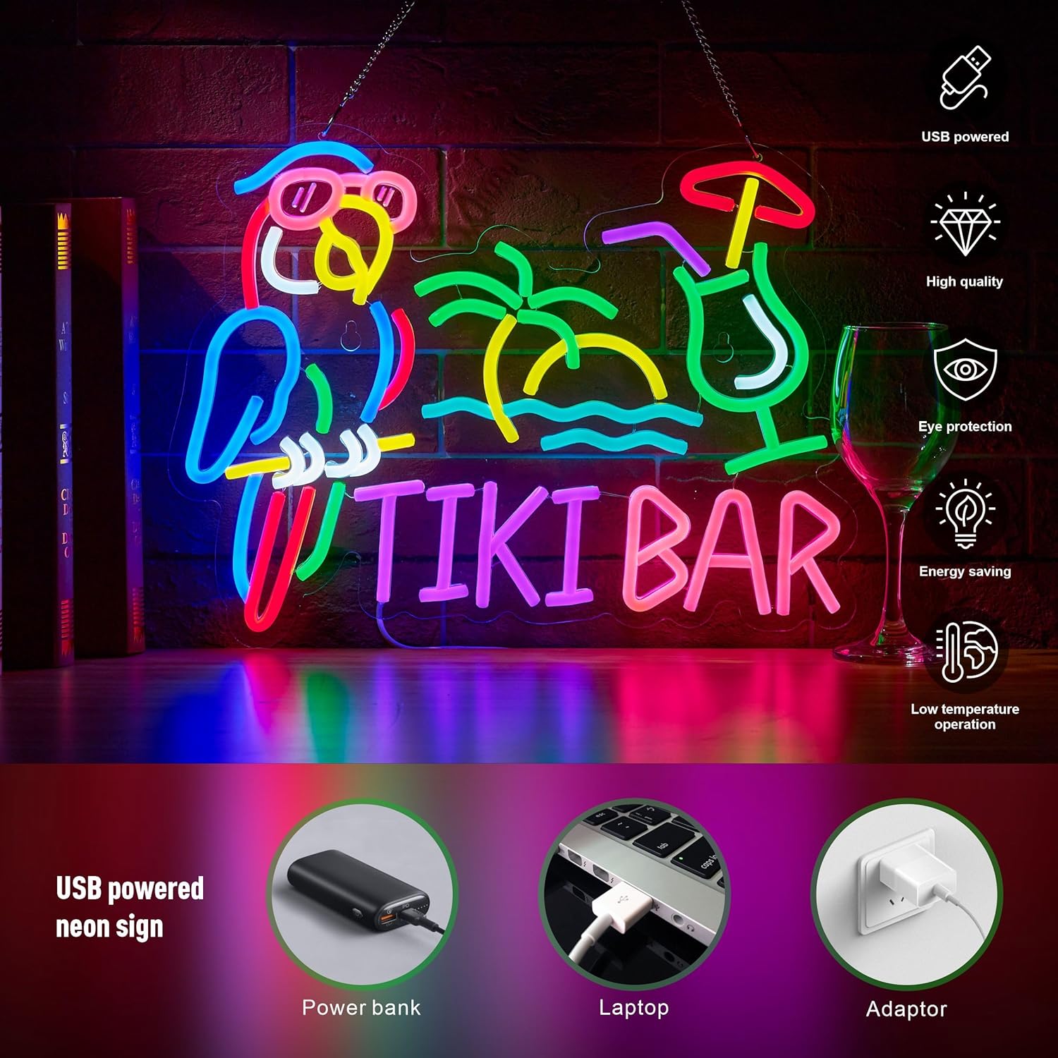 Tiki Bar Parrot Palm Tree Neon - Lighting Decoration Ideas incelemesi ve fiyatı