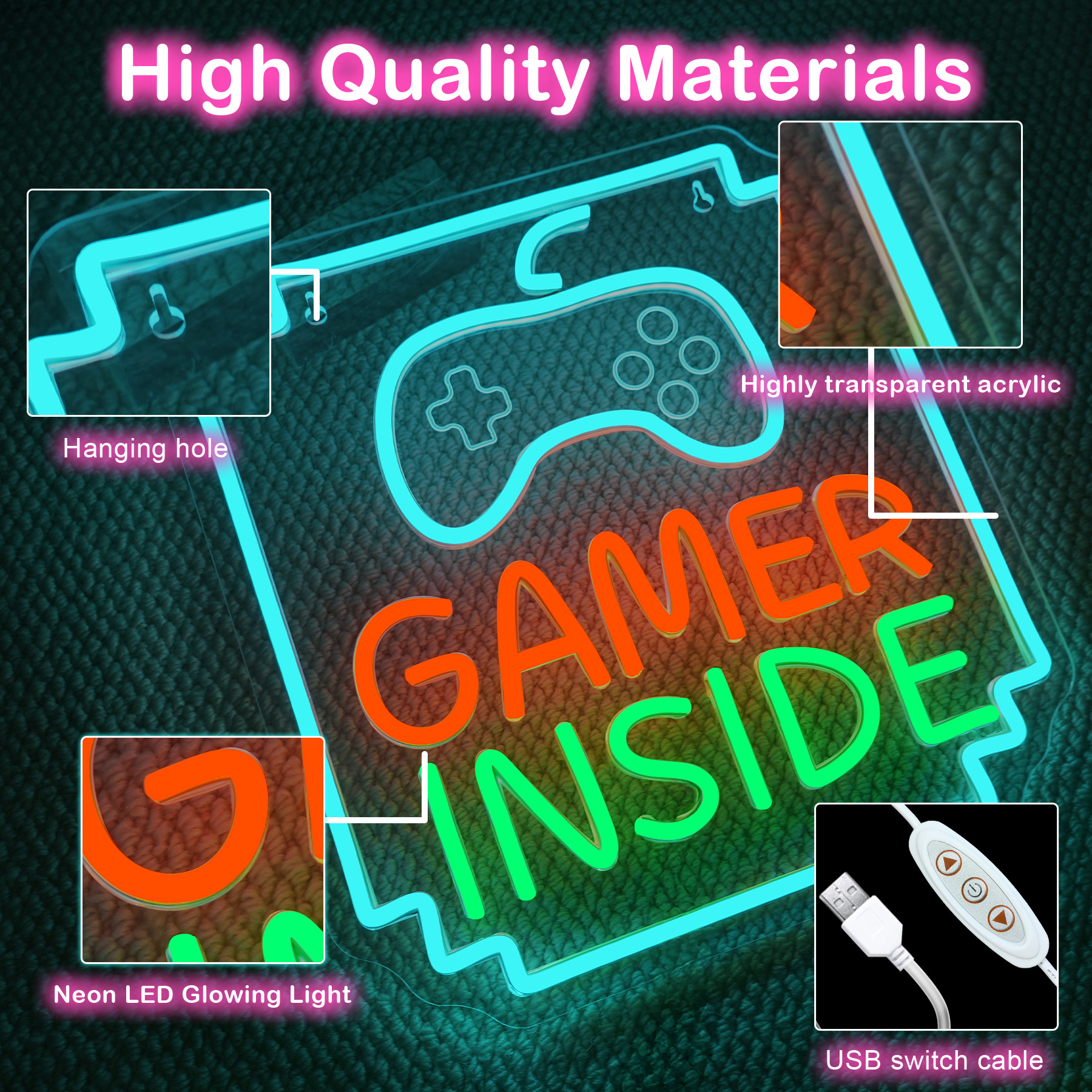 Gamer Inside Neon Sign Dimmabl - Bedroom Lighting Decor Ideas incelemesi ve fiyatı