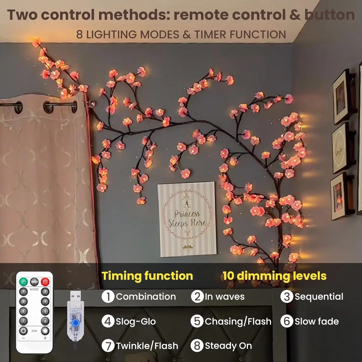 Cherry Blossom Willow Vine Twi - Wall Decor Lighting Tree incelemesi ve fiyatı