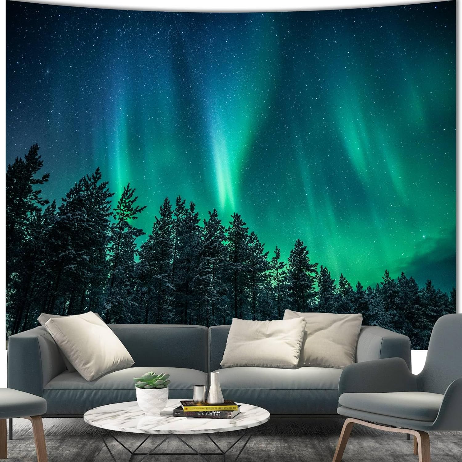 Large Northern Lights Tapestry - Wall Decor Lighting Tree incelemesi ve fiyatı