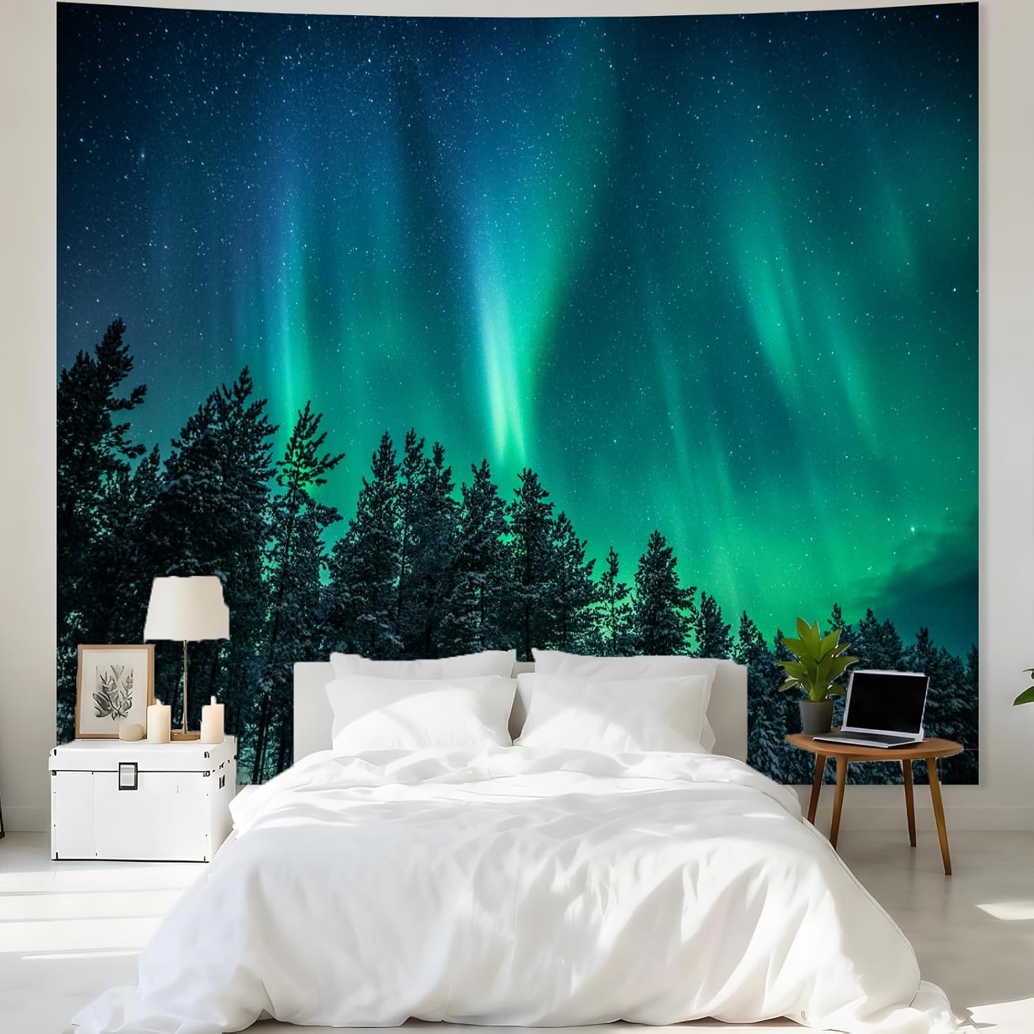 Large Northern Lights Tapestry - Wall Decor Lighting Tree incelemesi ve fiyatı