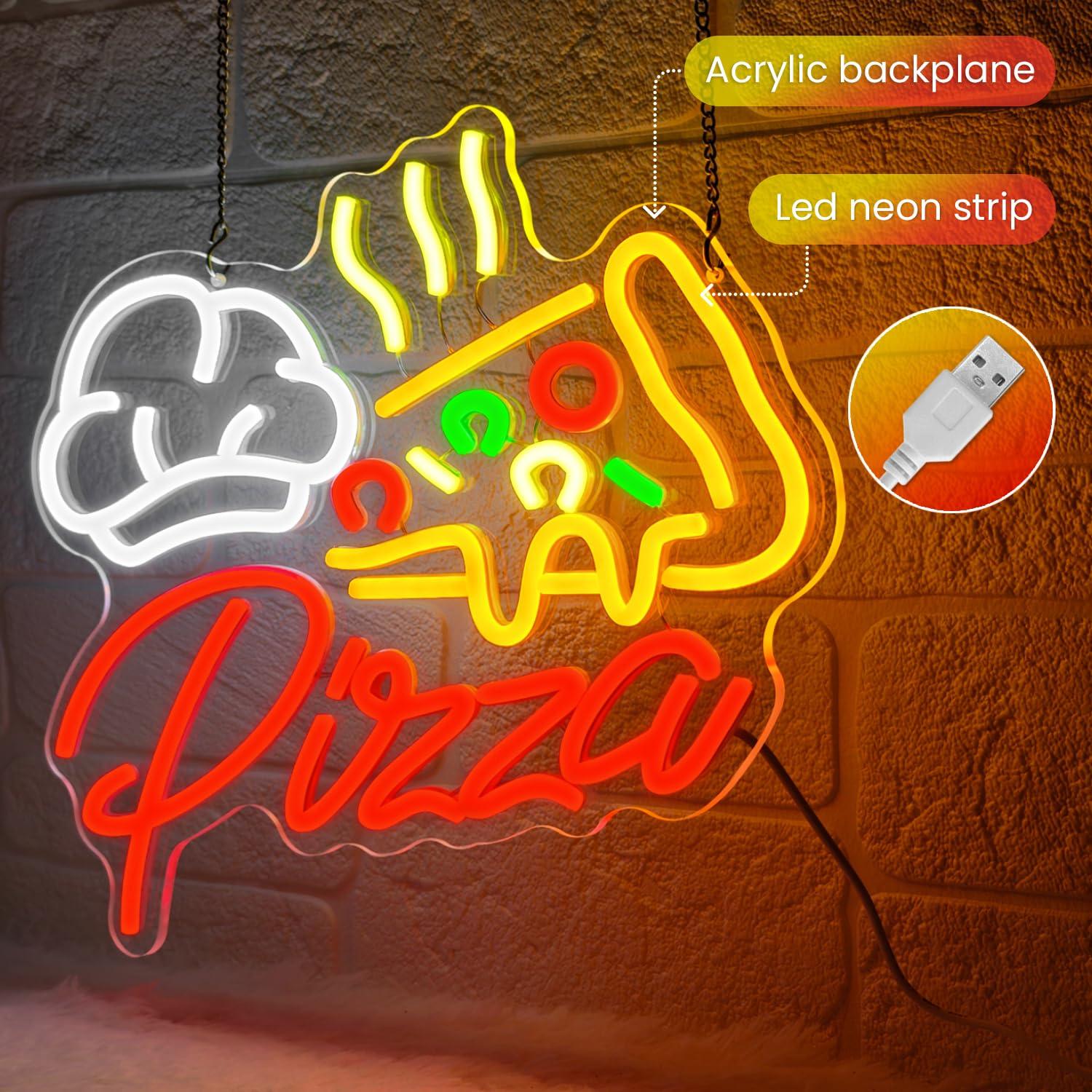 Pizza Neon Sign Colorful Pizza - Restaurant Lighting Decoration incelemesi ve fiyatı