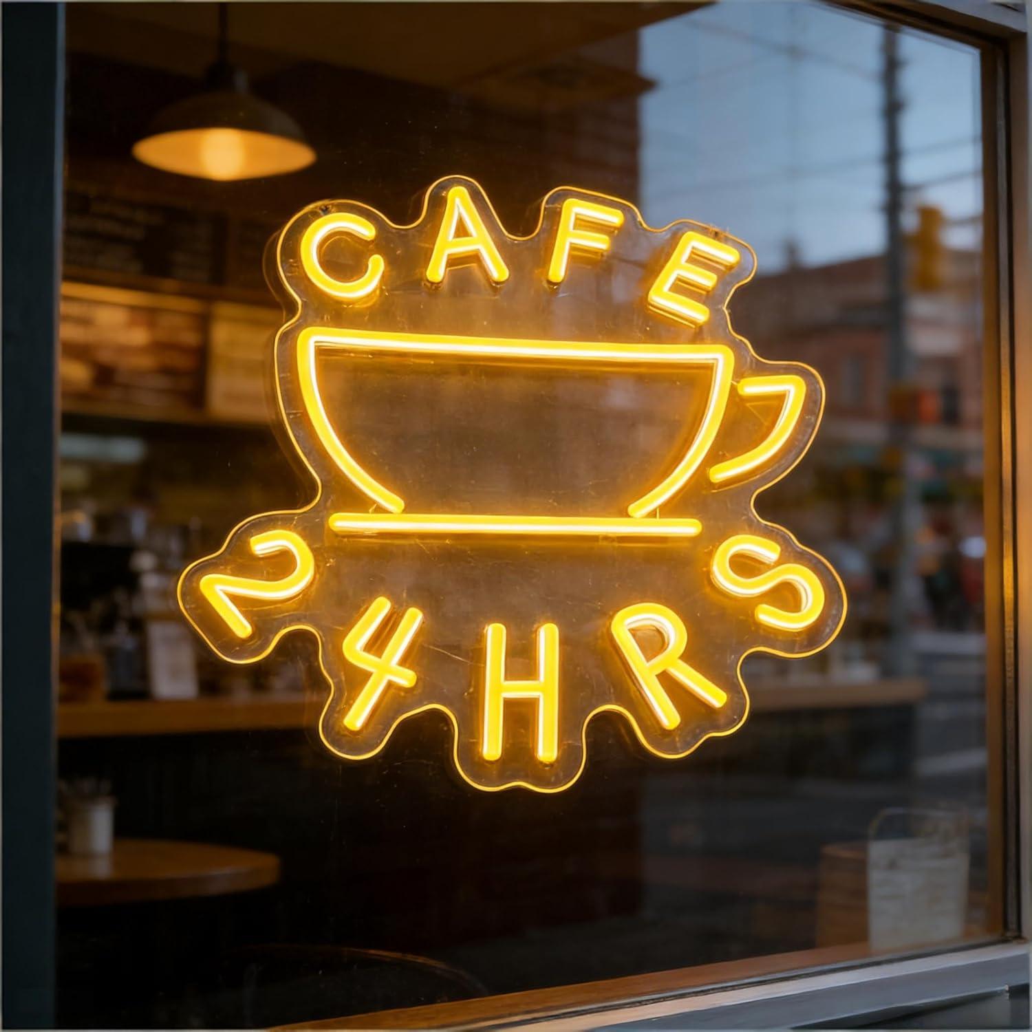 Cafe 24 HRS Neon Sign USB Dimm - Restaurant Lighting Decoration incelemesi ve fiyatı