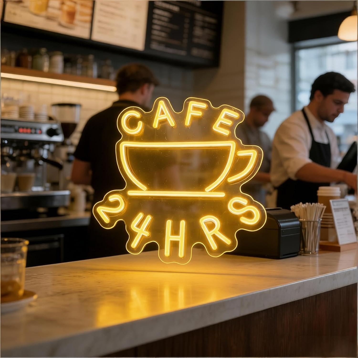Cafe 24 HRS Neon Sign USB Dimm - Restaurant Lighting Decoration incelemesi ve fiyatı