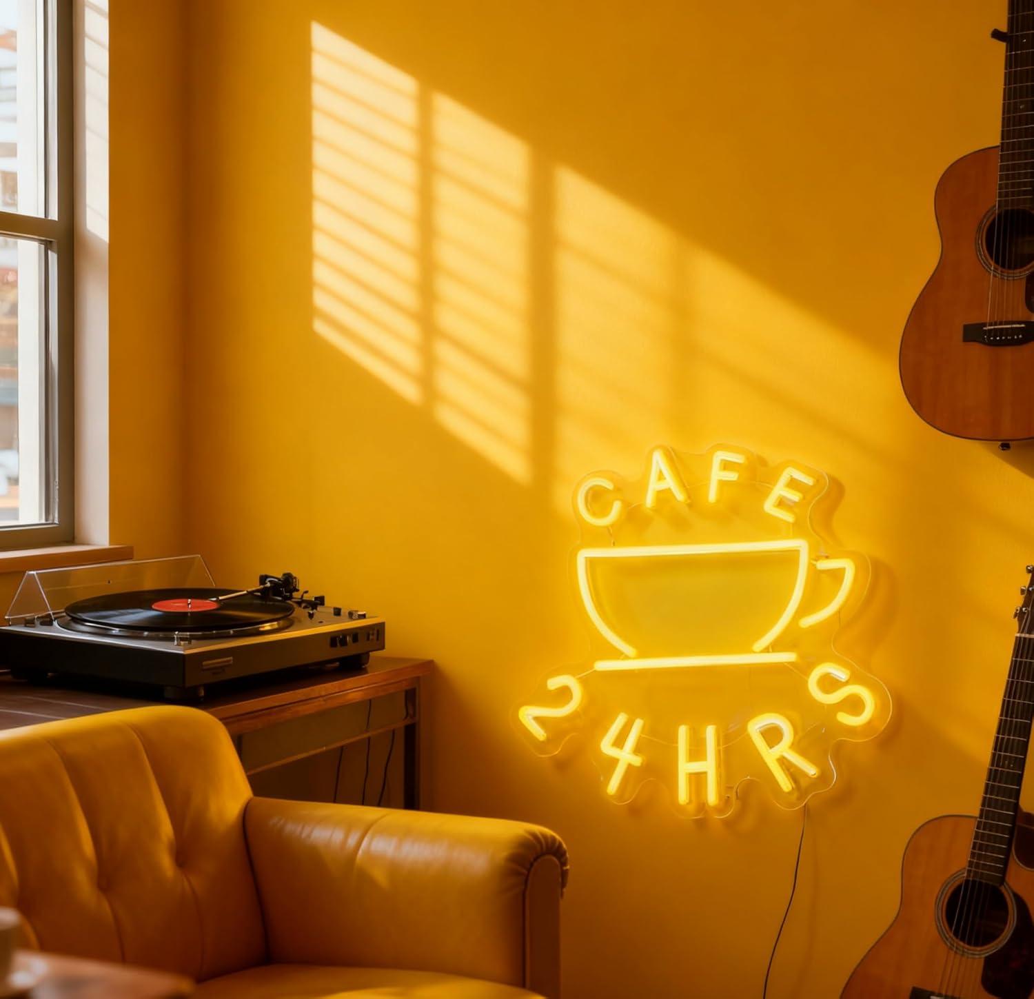 Cafe 24 HRS Neon Sign USB Dimm - Restaurant Lighting Decoration incelemesi ve fiyatı