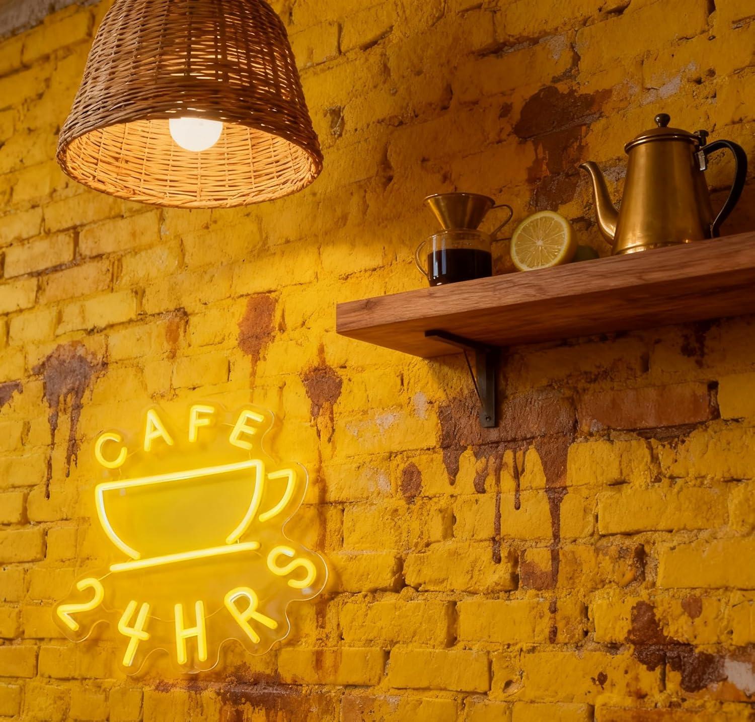 Cafe 24 HRS Neon Sign USB Dimm - Restaurant Lighting Decoration incelemesi ve fiyatı
