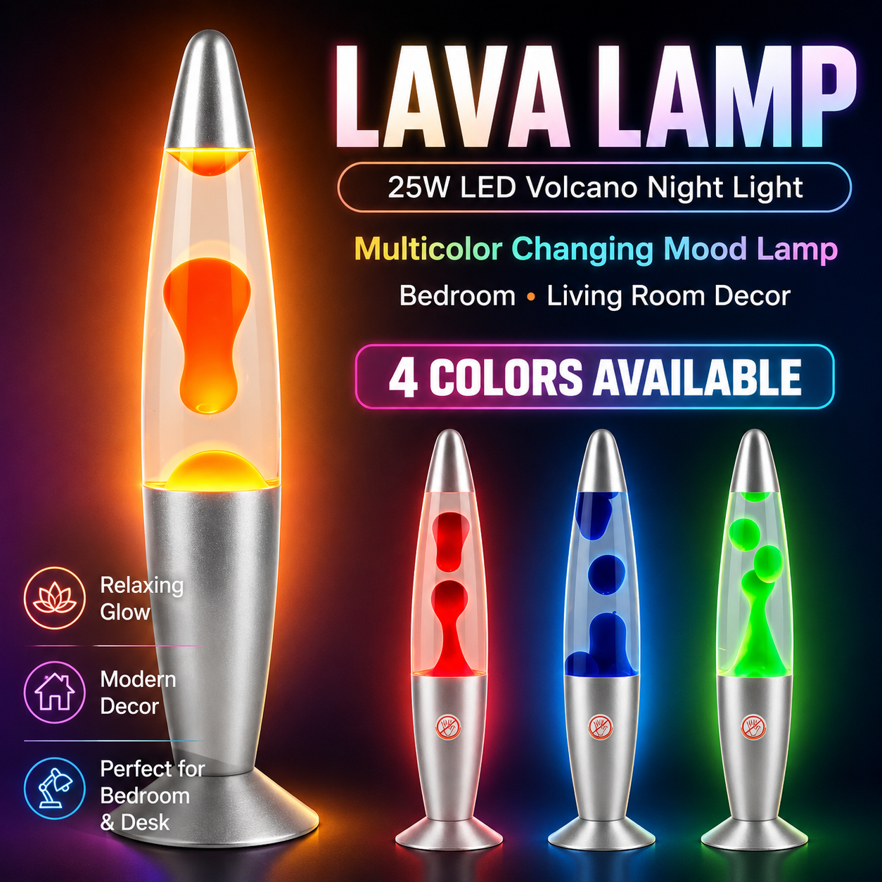 Lava Lamp 25W LED Volcano Nigh - Lava Lamp Desktop incelemesi ve fiyatı